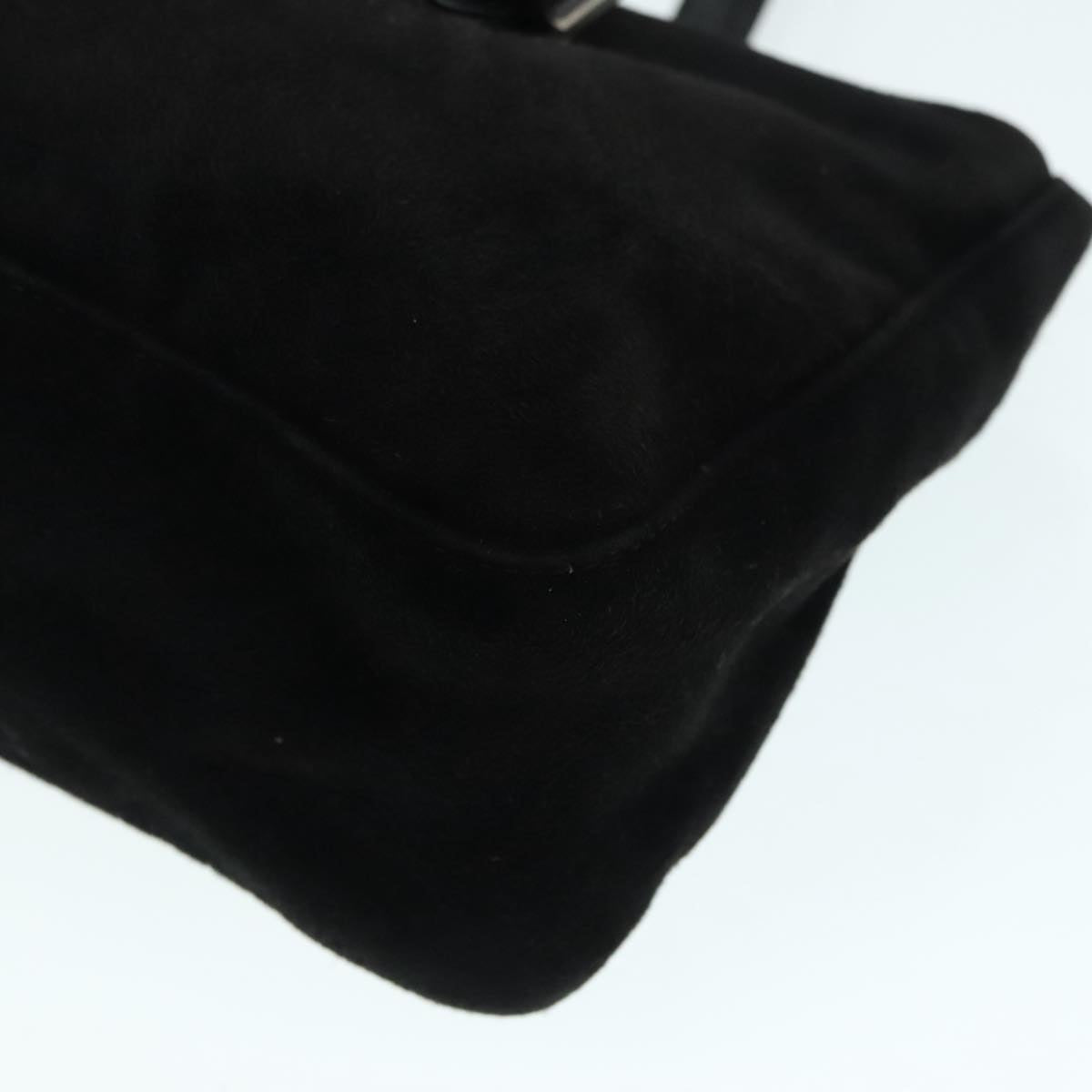 FENDI Hand Bag Suede Leather Black Silver 90200