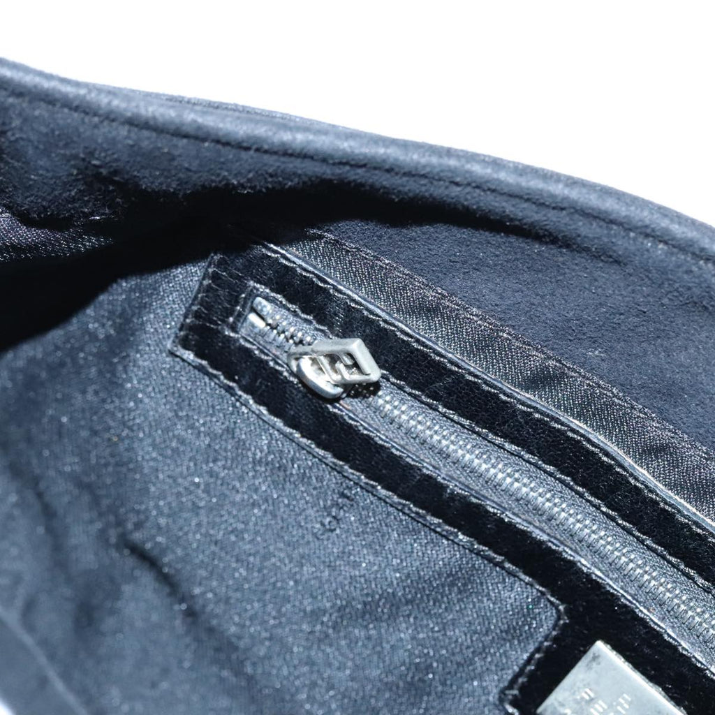 FENDI Hand Bag Suede Leather Black Silver 90200
