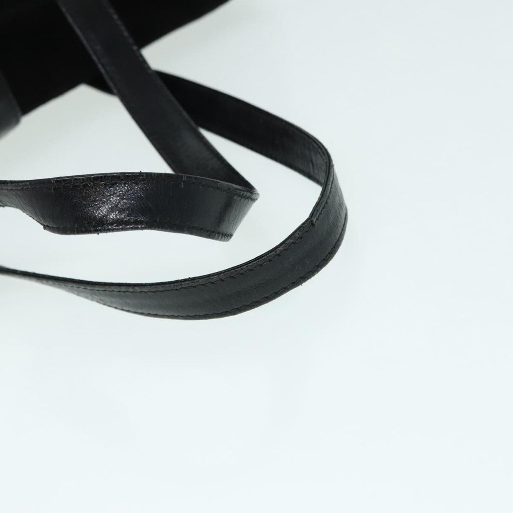 FENDI Hand Bag Suede Leather Black Silver 90200