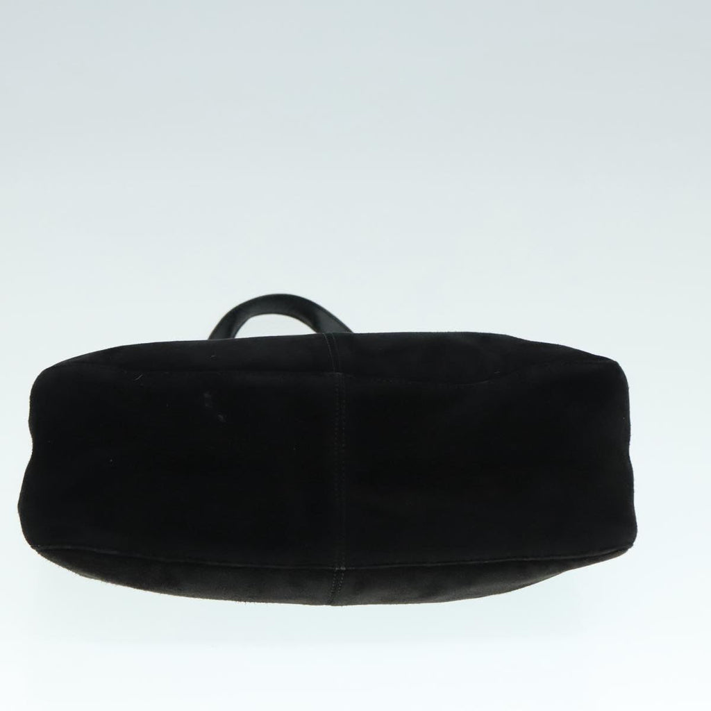 FENDI Hand Bag Suede Leather Black Silver 90200