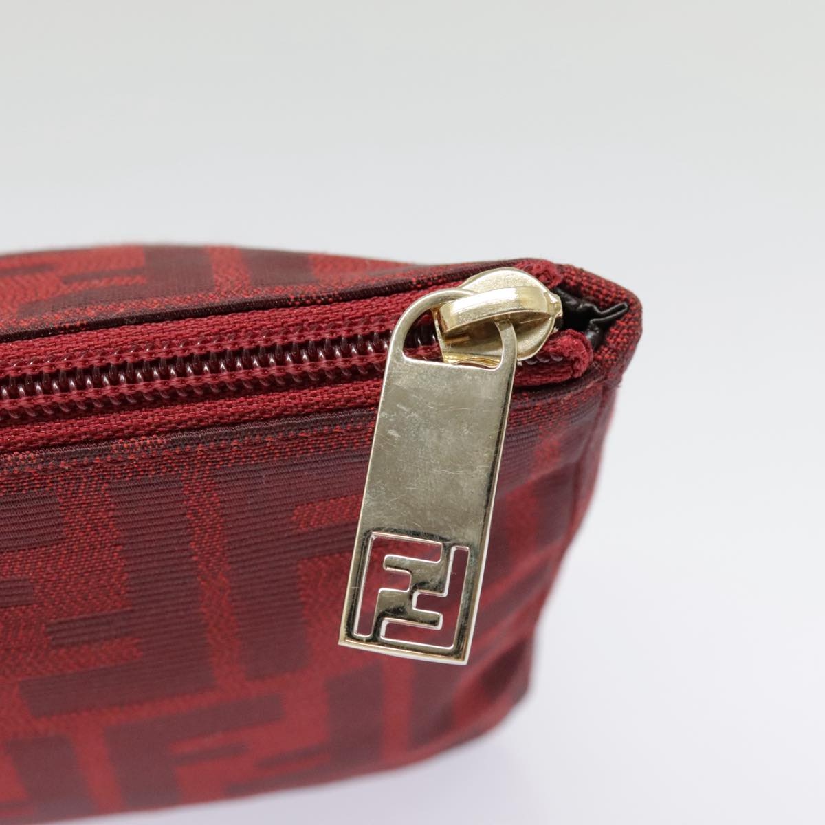 FENDI Zucca Canvas Pouch Red Gold 90202