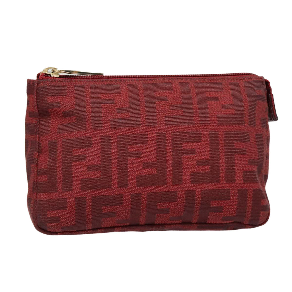 FENDI Zucca Canvas Pouch Red Gold 90202