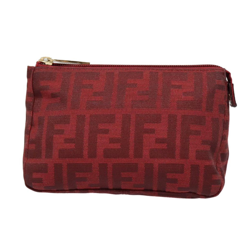FENDI Zucca Canvas Pouch Red Gold 90202