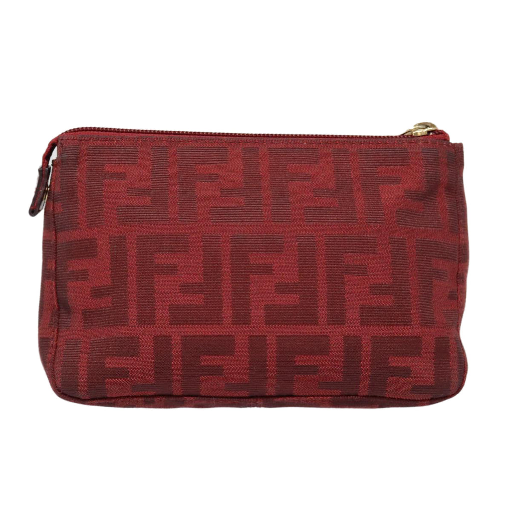 FENDI Zucca Canvas Pouch Red Gold 90202