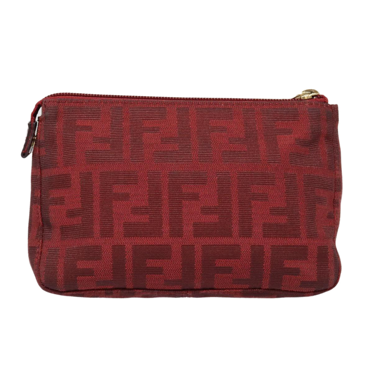 FENDI Zucca Canvas Pouch Red Gold 90202