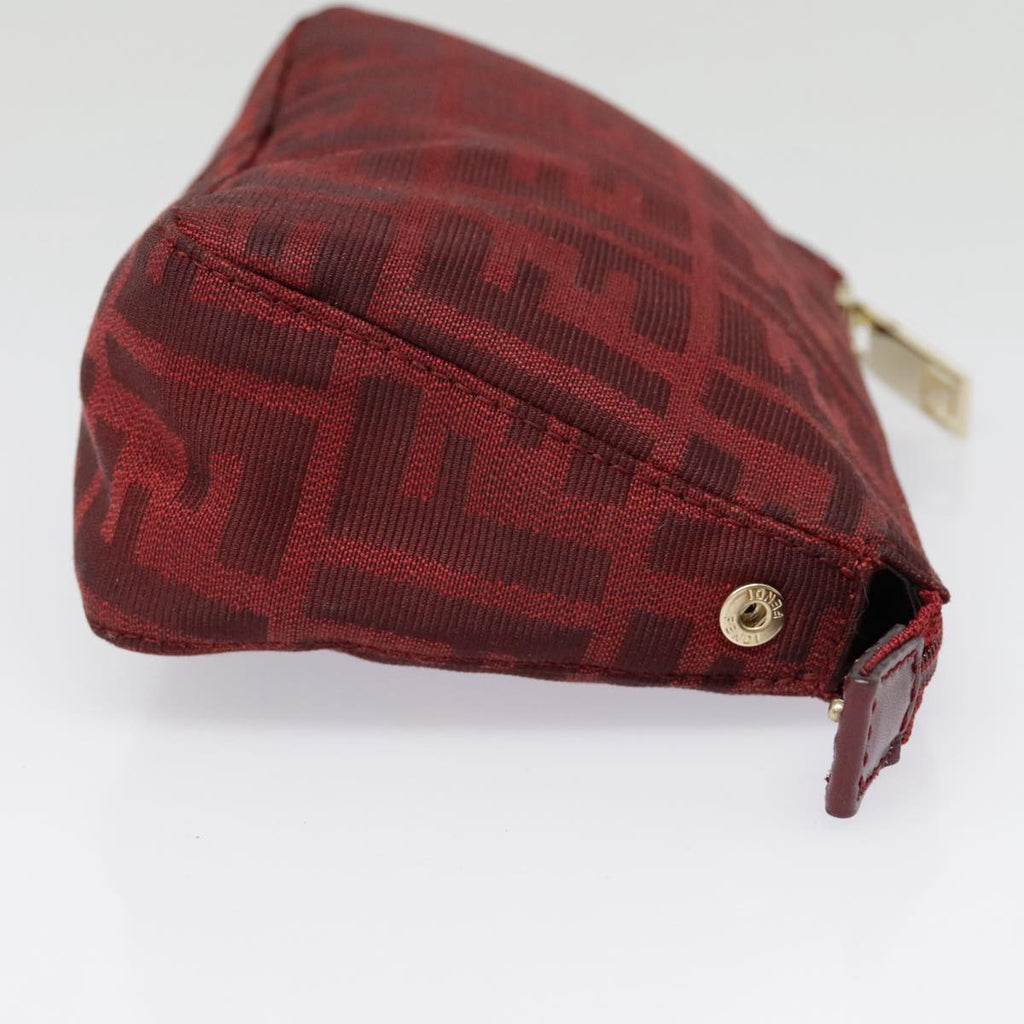 FENDI Zucca Canvas Pouch Red Gold 90202