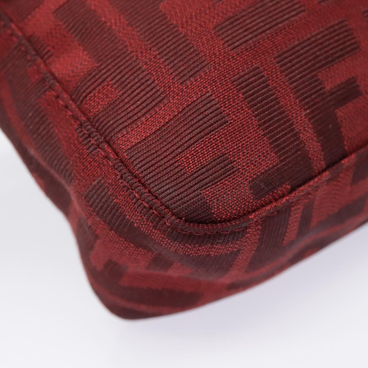 FENDI Zucca Canvas Pouch Red Gold 90202