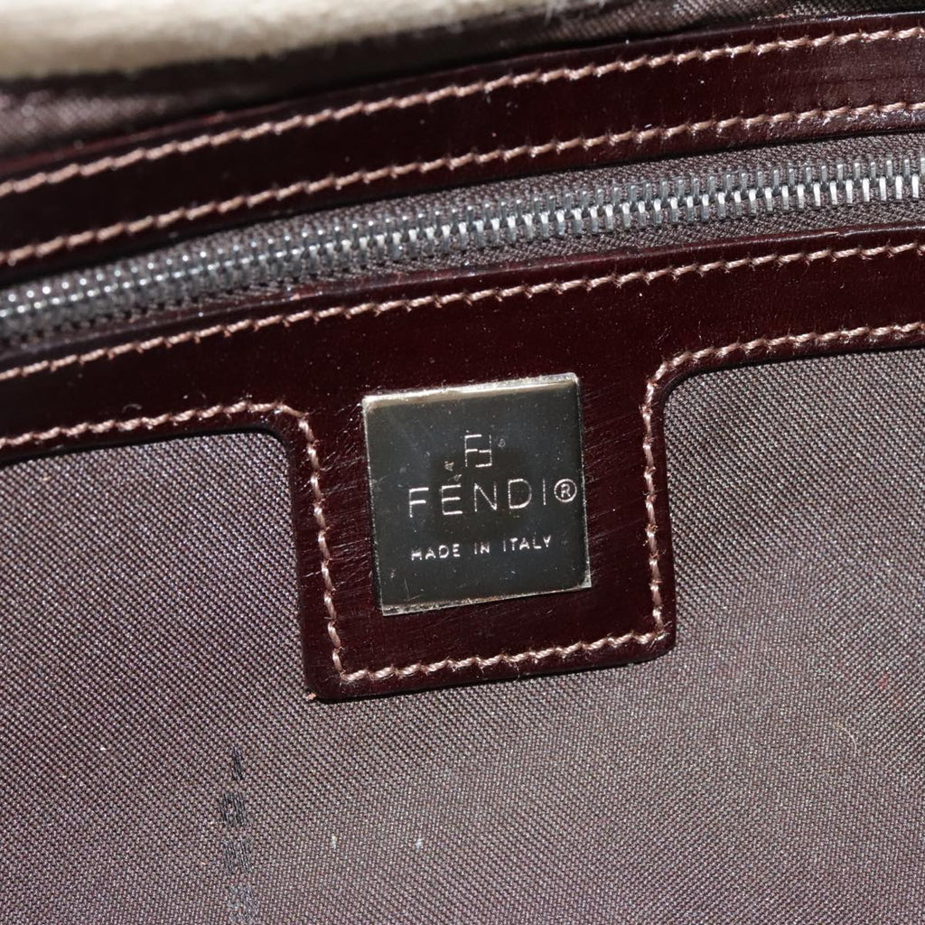 FENDI Zucca Canvas Mamma Baguette Shoulder Bag Beige Brown Silver 90203