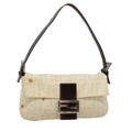FENDI Zucca Canvas Mamma Baguette Shoulder Bag Beige Brown Silver 90203