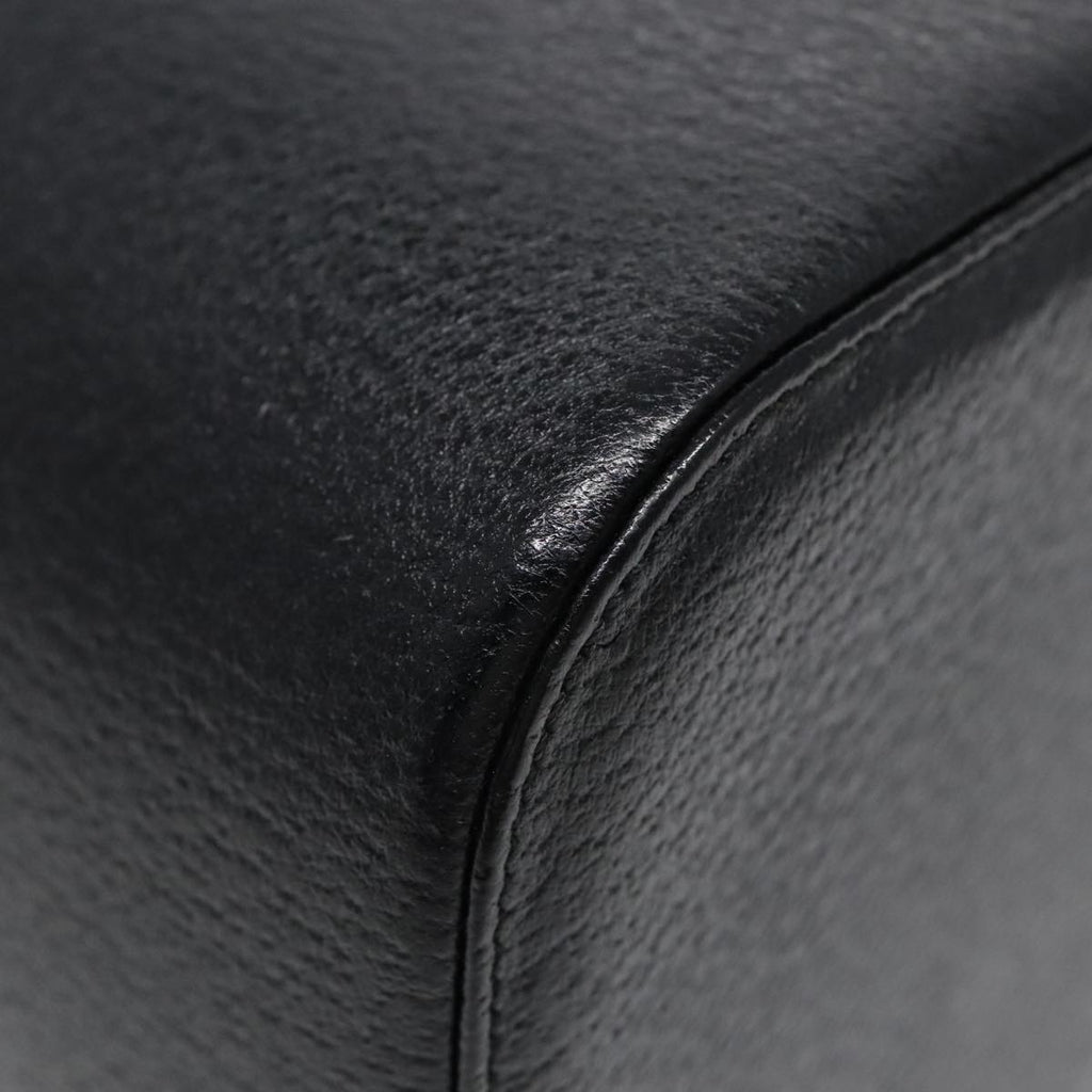 GUCCI Cosmetic Pouch Leather Black Gold 90255