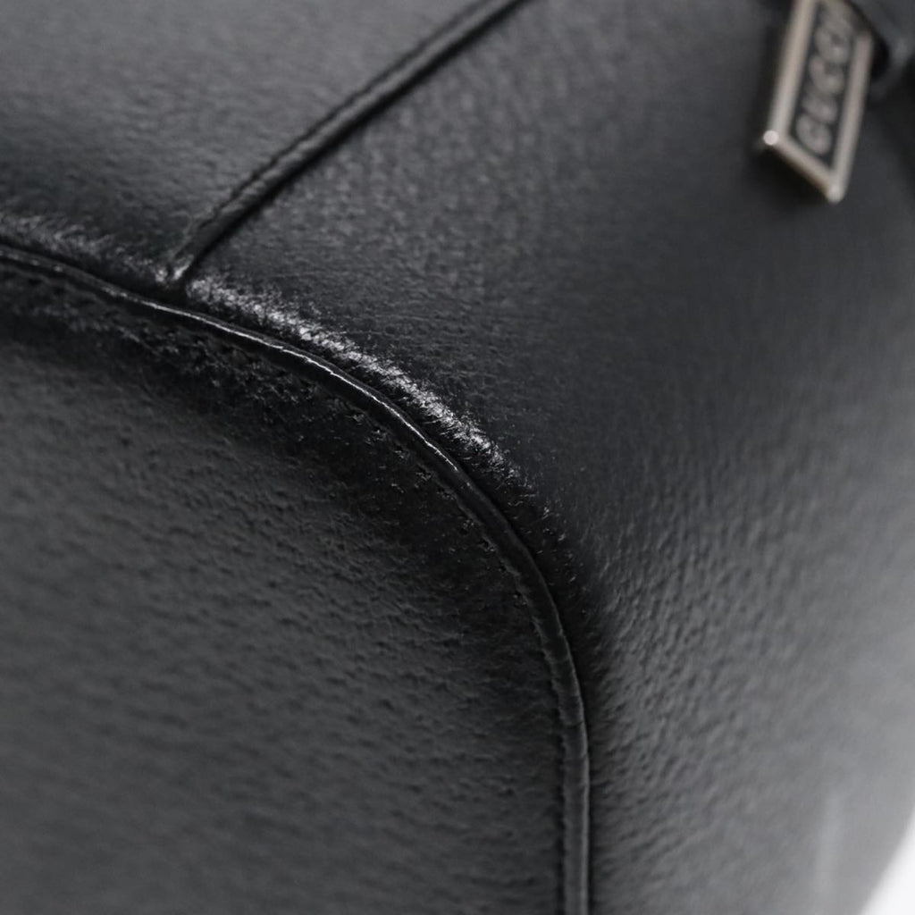 GUCCI Cosmetic Pouch Leather Black Gold 90255