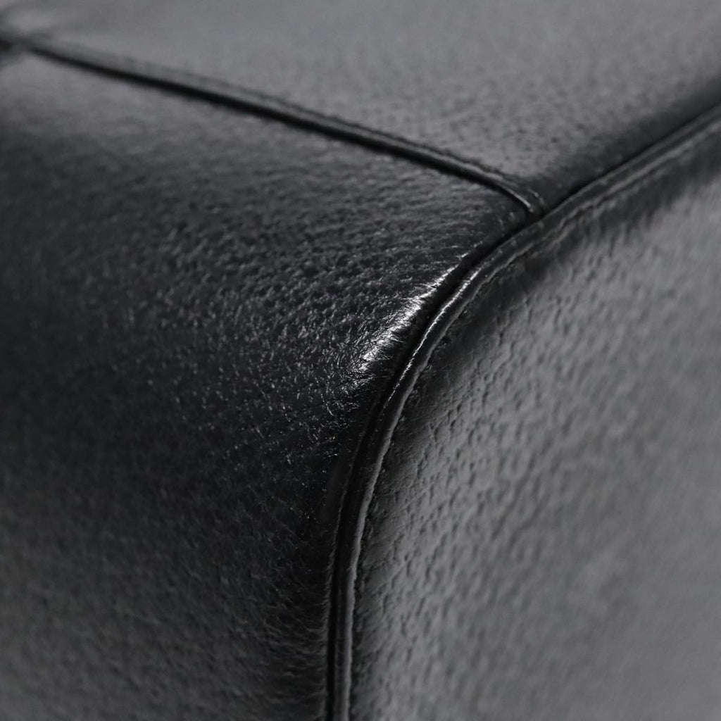 GUCCI Cosmetic Pouch Leather Black Gold 90255