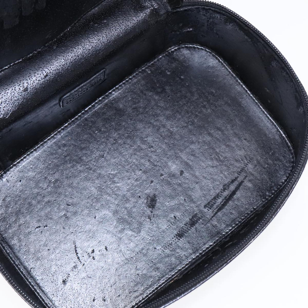 GUCCI Cosmetic Pouch Leather Black Gold 90255