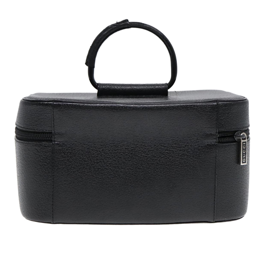 GUCCI Cosmetic Pouch Leather Black Gold 90255