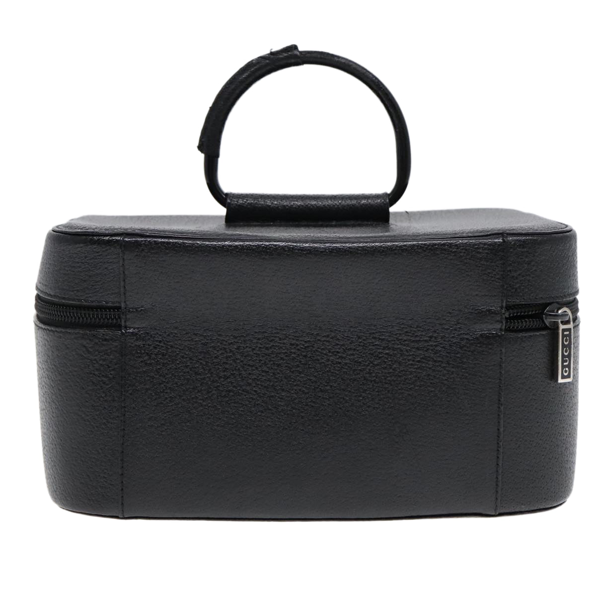 GUCCI Cosmetic Pouch Leather Black Gold 90255