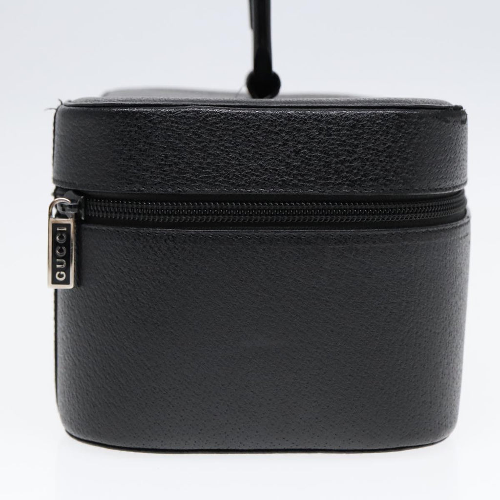 GUCCI Cosmetic Pouch Leather Black Gold 90255