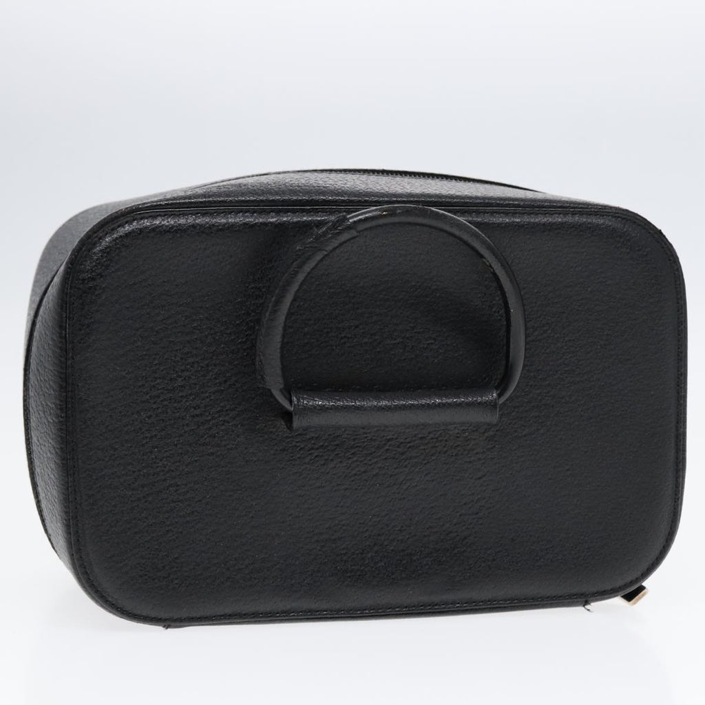 GUCCI Cosmetic Pouch Leather Black Gold 90255