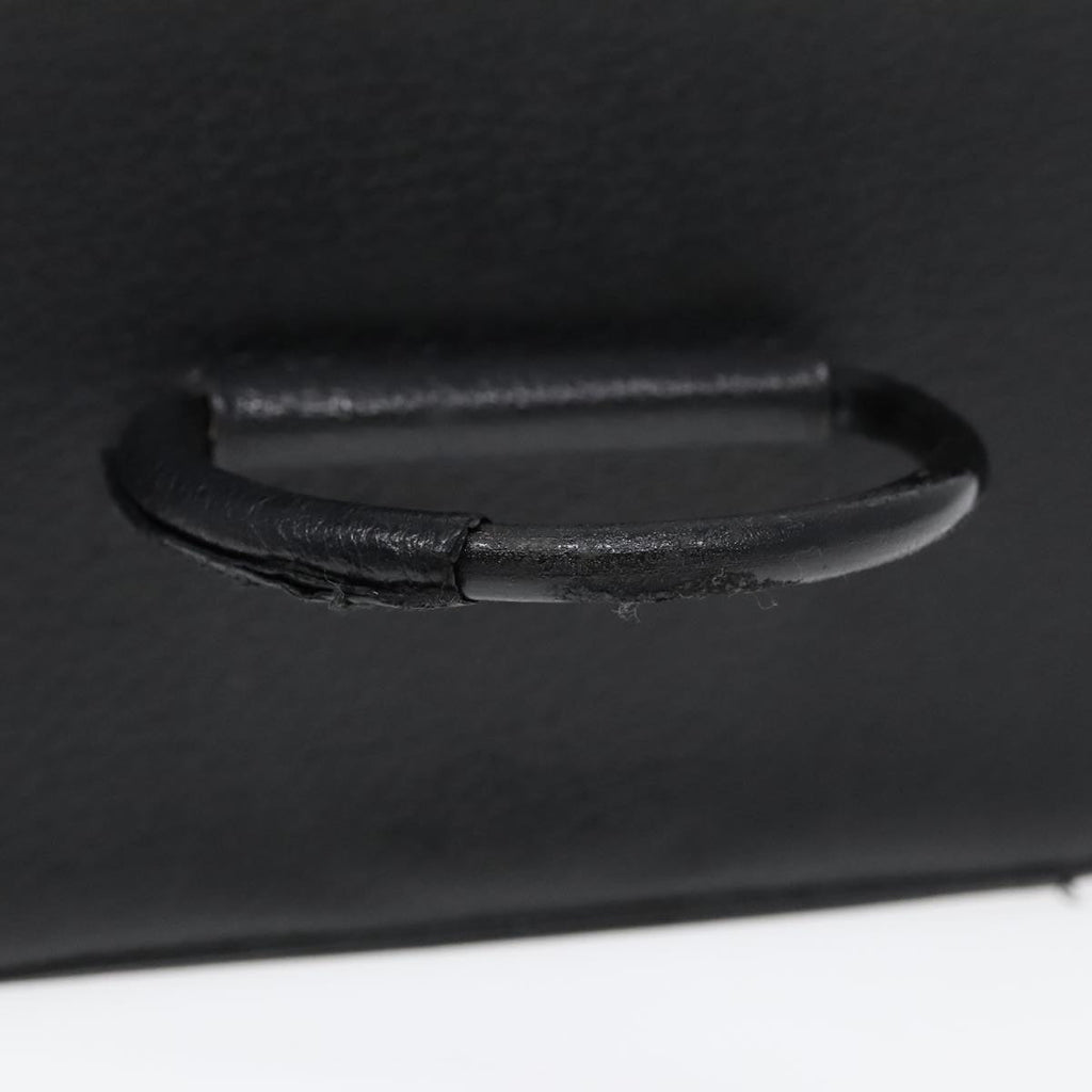 GUCCI Cosmetic Pouch Leather Black Gold 90255