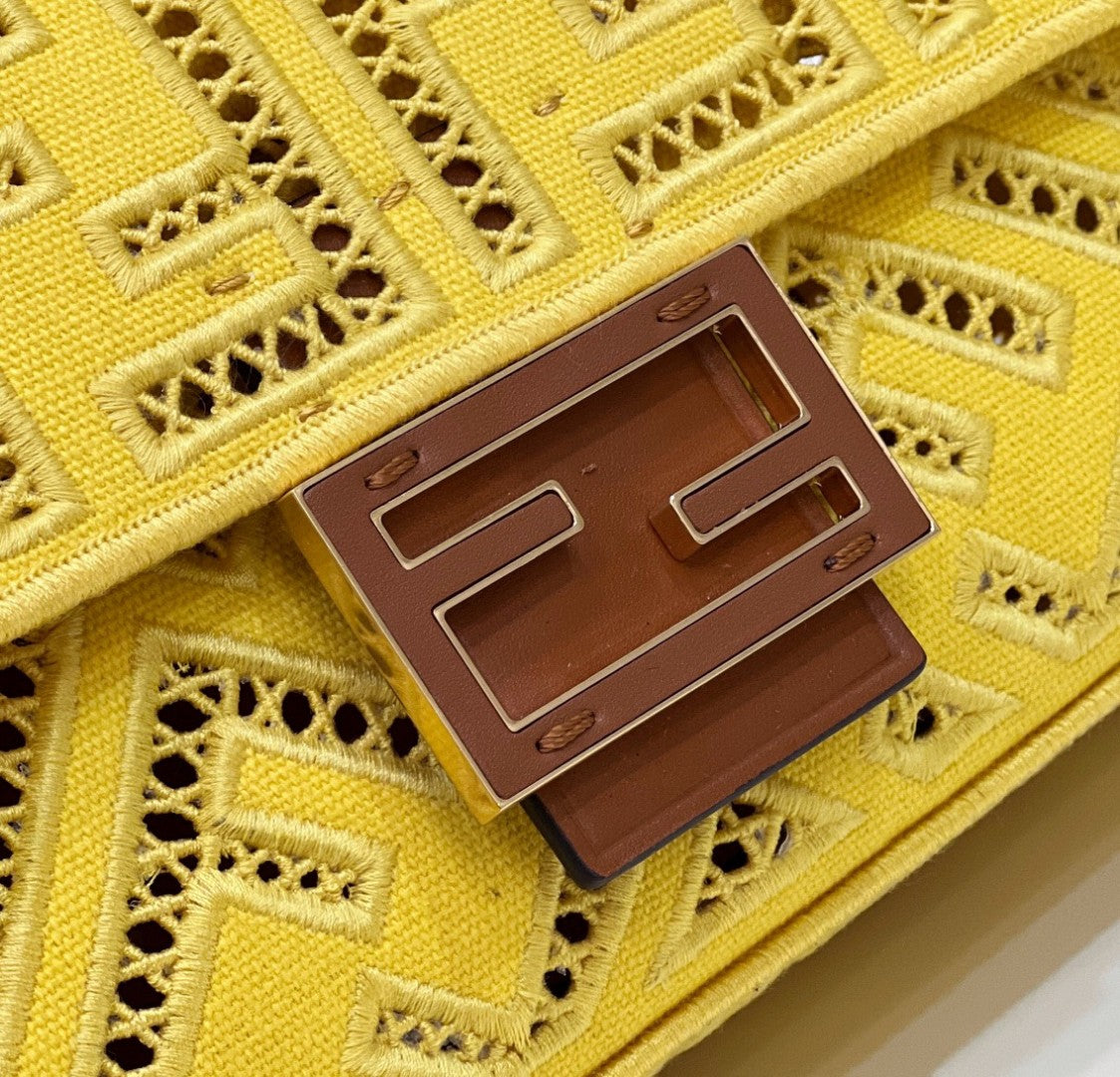 FI Baguette Yellow with Embroidery MeGLAMIum Bag For Woman 28cm/11in