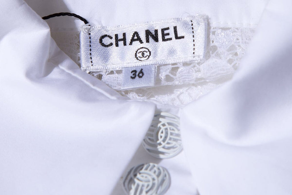 Chanel White Lace Blouse SZ 36