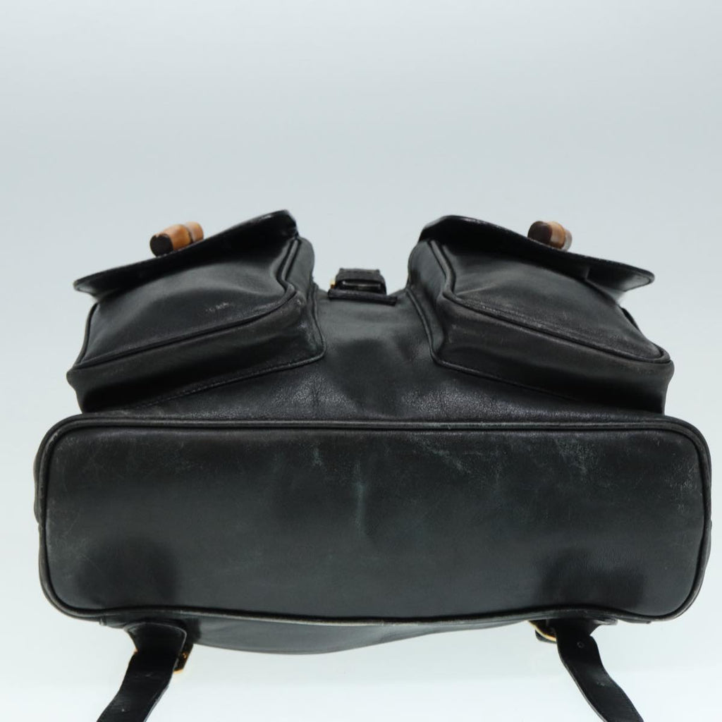 GUCCI Bamboo Backpack Leather Black Gold 003 1998 0016 90321