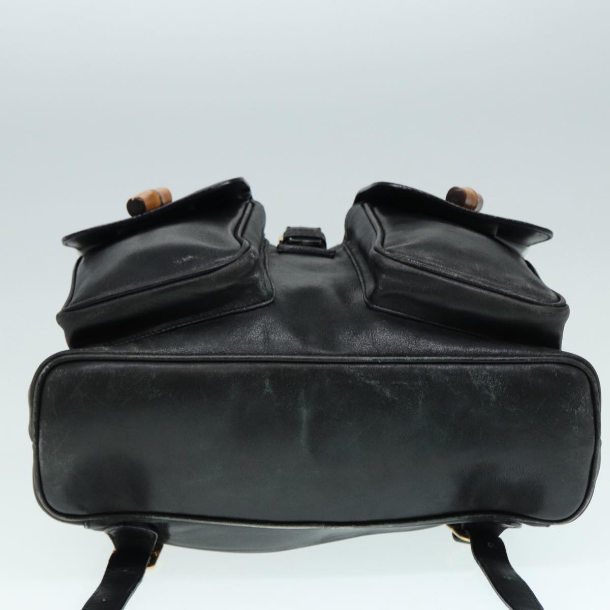 GUCCI Bamboo Backpack Leather Black Gold 003 1998 0016 90321