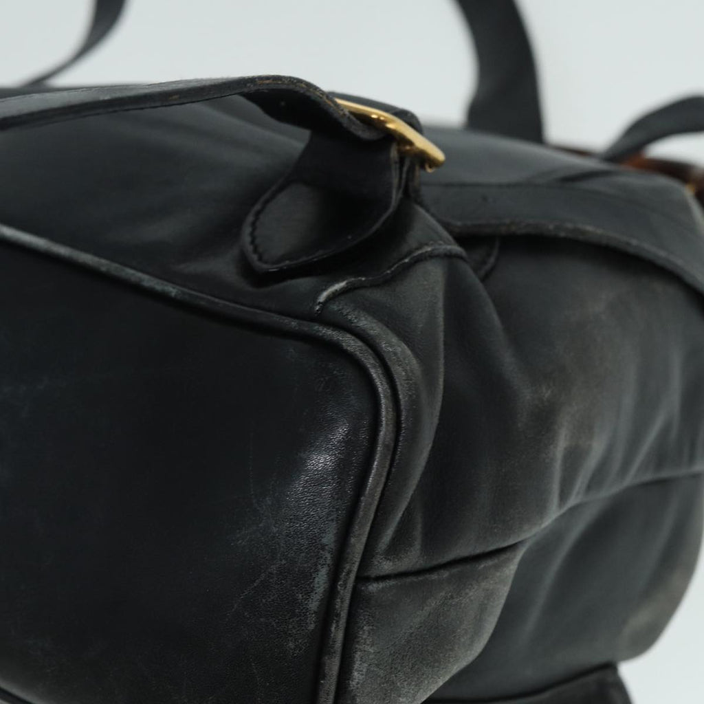 GUCCI Bamboo Backpack Leather Black Gold 003 1998 0016 90321