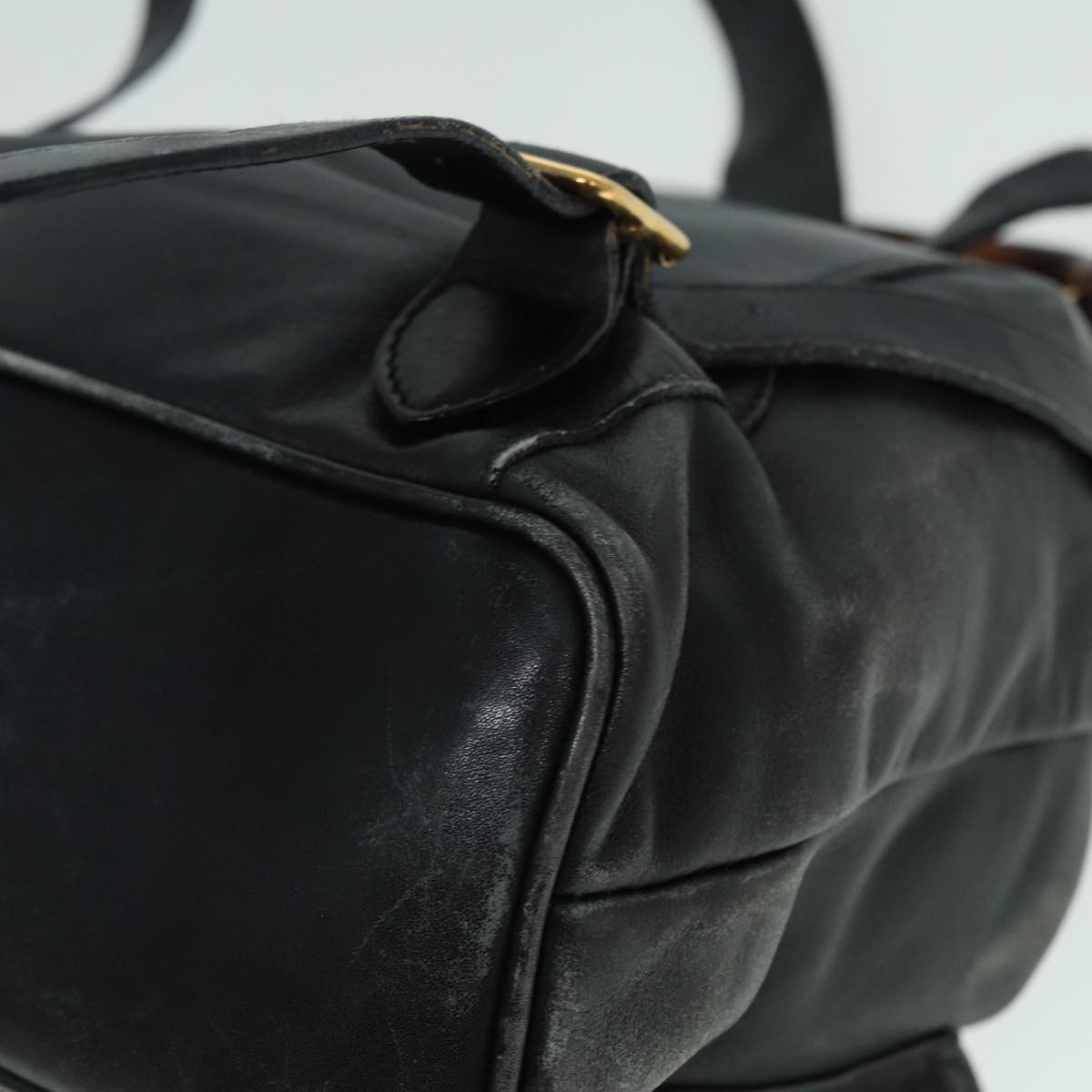 GUCCI Bamboo Backpack Leather Black Gold 003 1998 0016 90321