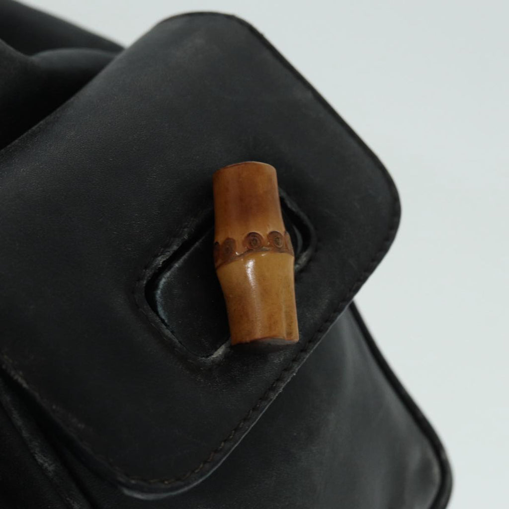 GUCCI Bamboo Backpack Leather Black Gold 003 1998 0016 90321