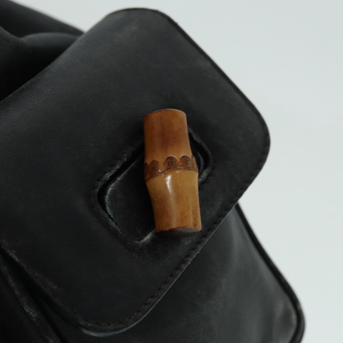 GUCCI Bamboo Backpack Leather Black Gold 003 1998 0016 90321