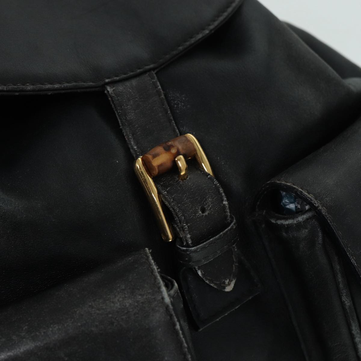GUCCI Bamboo Backpack Leather Black Gold 003 1998 0016 90321