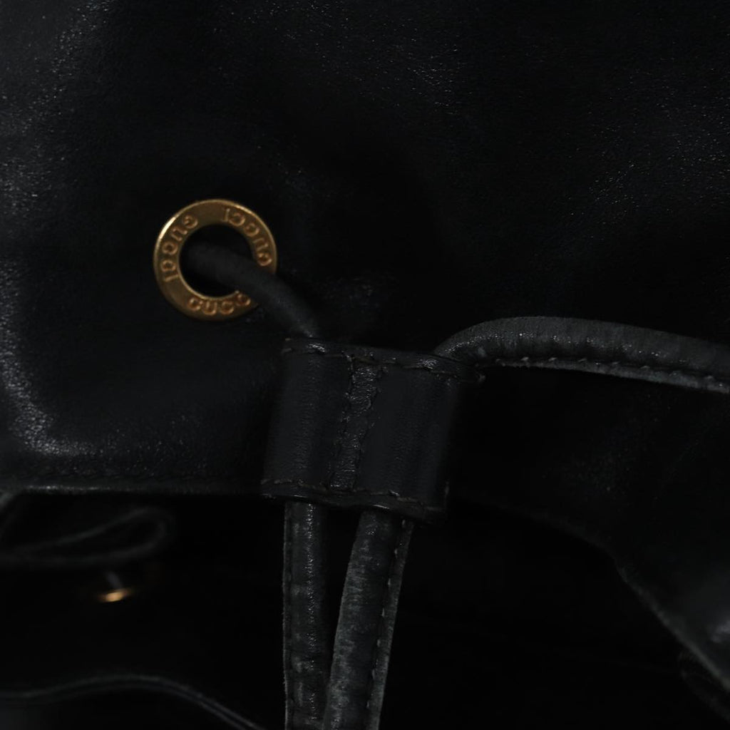GUCCI Bamboo Backpack Leather Black Gold 003 1998 0016 90321