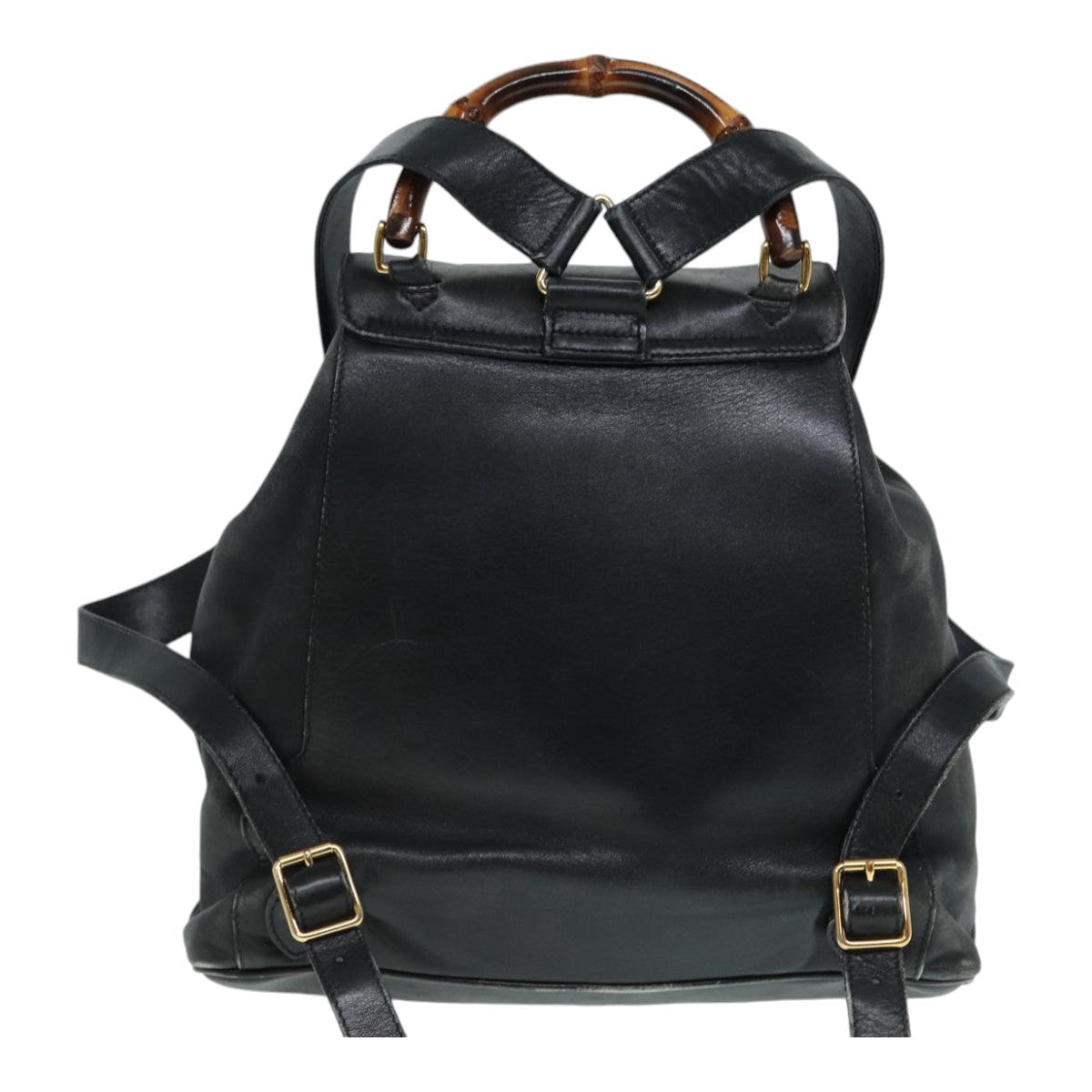 GUCCI Bamboo Backpack Leather Black Gold 003 1998 0016 90321