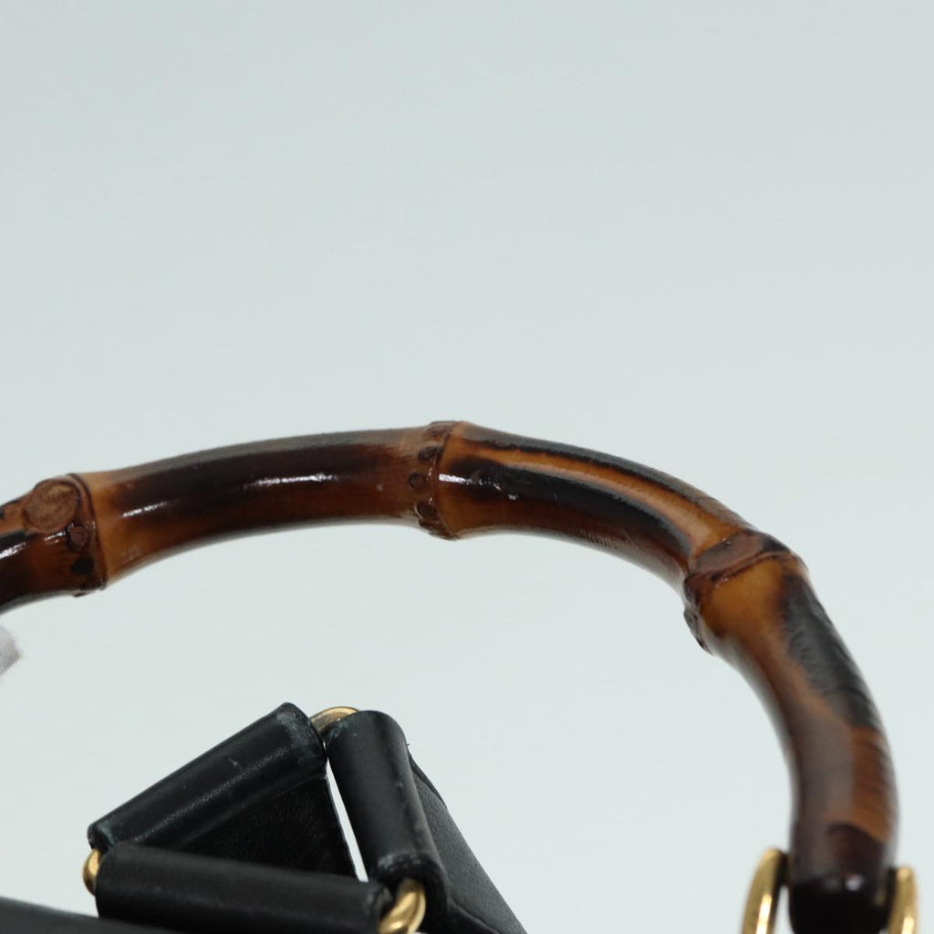 GUCCI Bamboo Backpack Leather Black Gold 003 1998 0016 90321