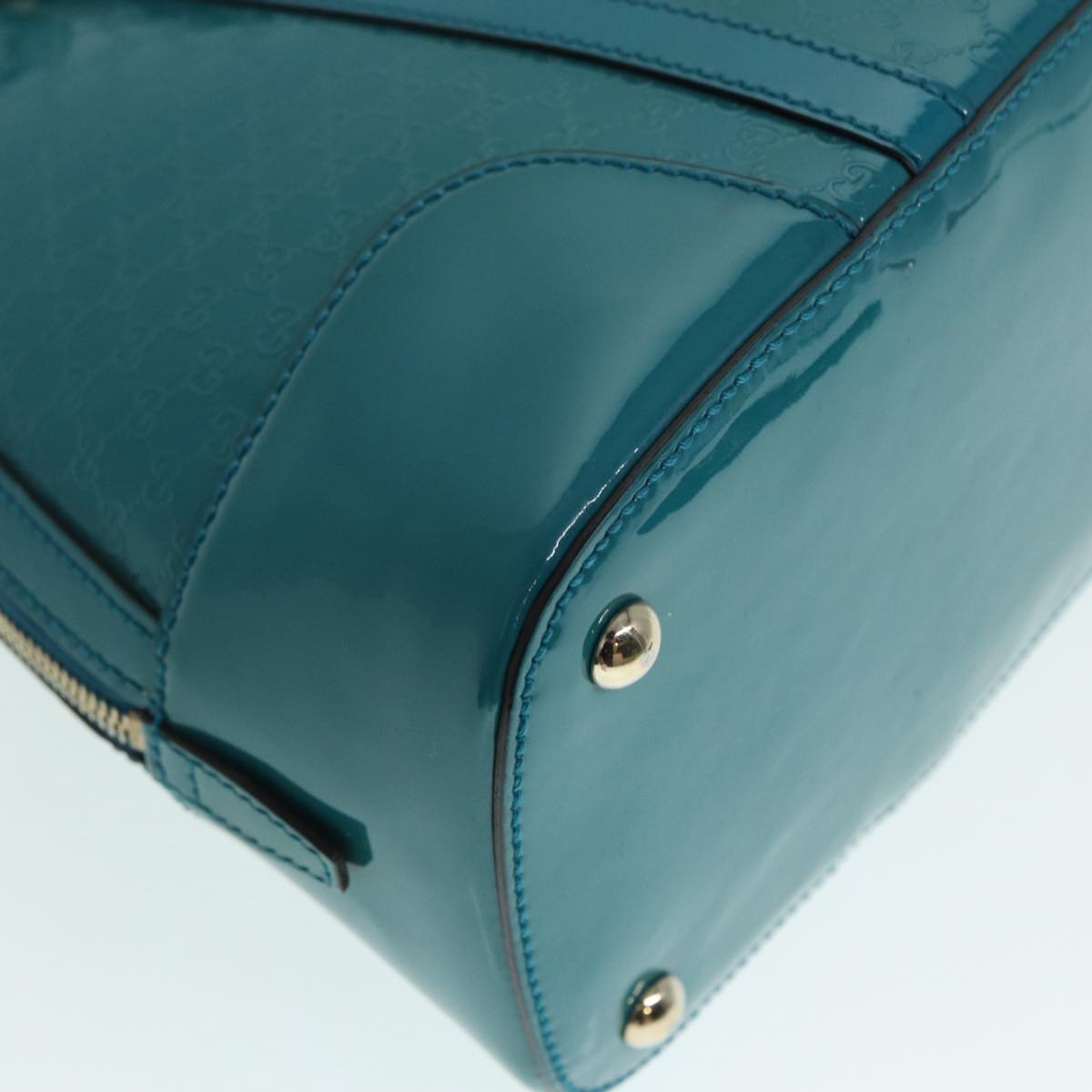 GUCCI Micro GG Canvas Hand Bag 2way Turquoise Blue Gold 309617 90323