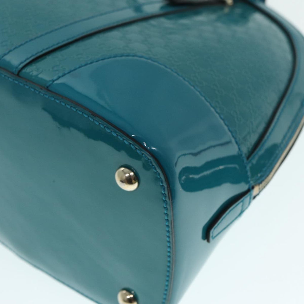 GUCCI Micro GG Canvas Hand Bag 2way Turquoise Blue Gold 309617 90323