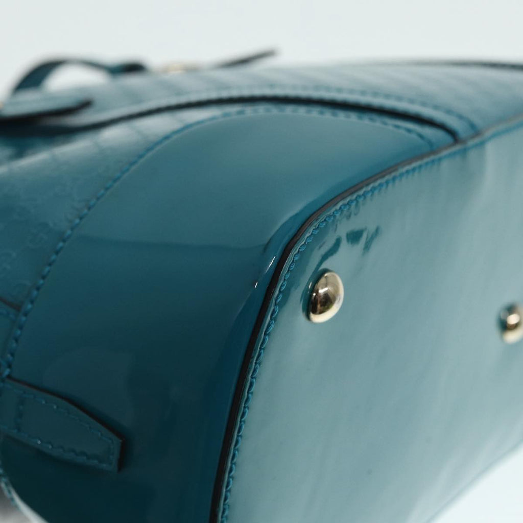 GUCCI Micro GG Canvas Hand Bag 2way Turquoise Blue Gold 309617 90323