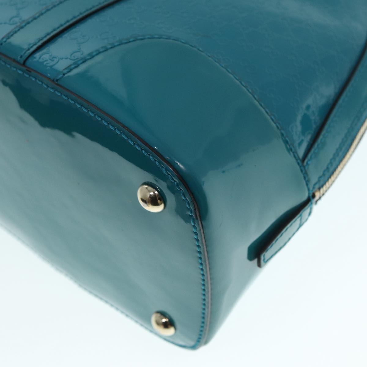 GUCCI Micro GG Canvas Hand Bag 2way Turquoise Blue Gold 309617 90323