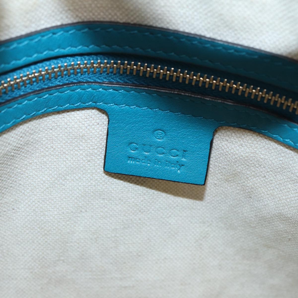 GUCCI Micro GG Canvas Hand Bag 2way Turquoise Blue Gold 309617 90323