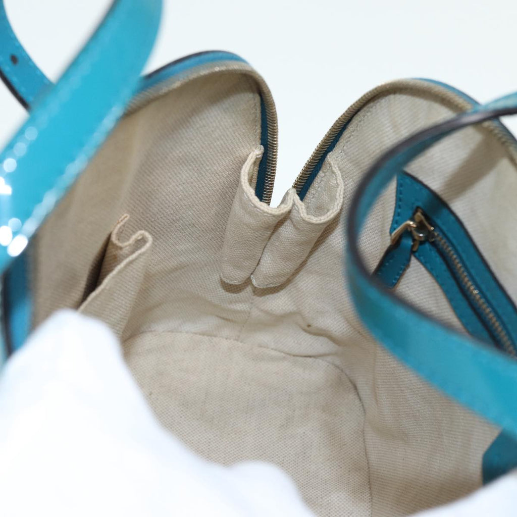 GUCCI Micro GG Canvas Hand Bag 2way Turquoise Blue Gold 309617 90323