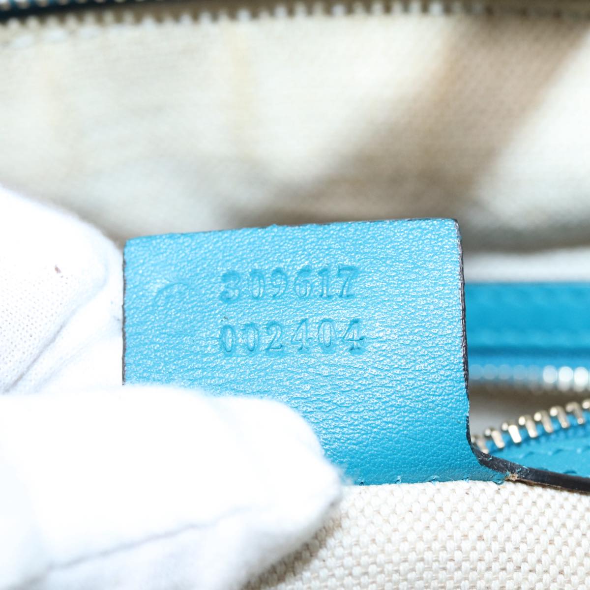 GUCCI Micro GG Canvas Hand Bag 2way Turquoise Blue Gold 309617 90323