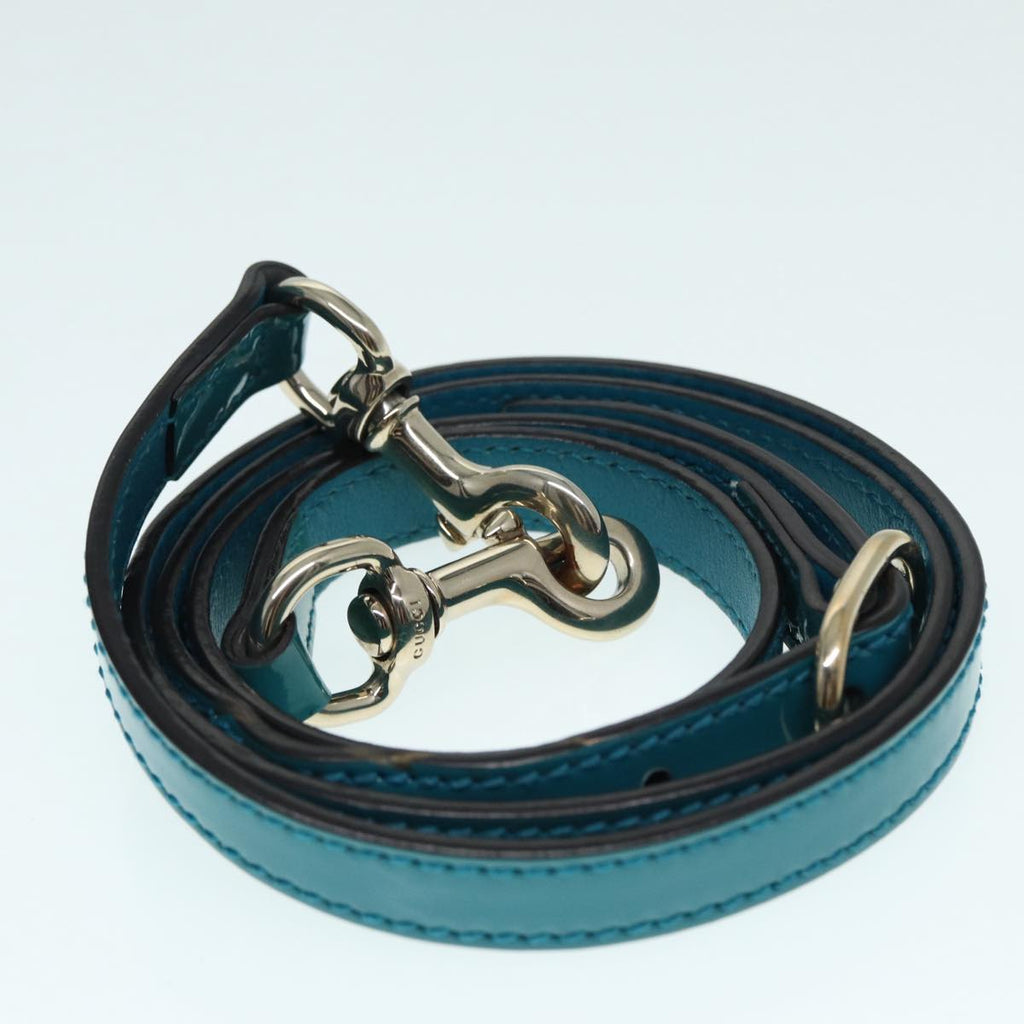 GUCCI Micro GG Canvas Hand Bag 2way Turquoise Blue Gold 309617 90323
