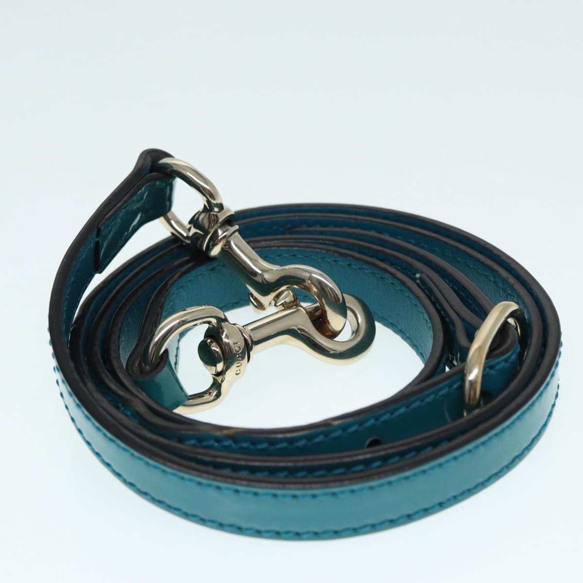 GUCCI Micro GG Canvas Hand Bag 2way Turquoise Blue Gold 309617 90323