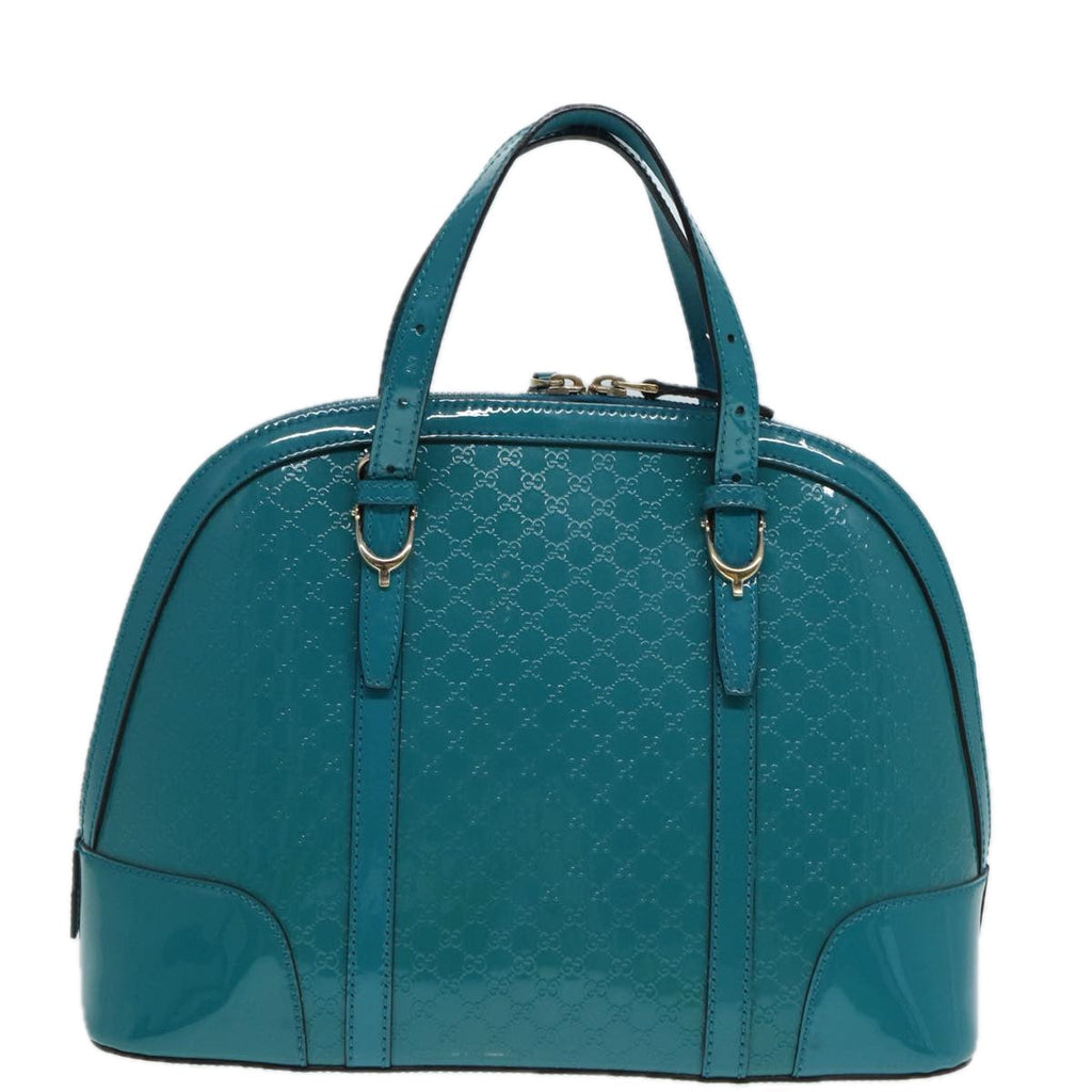 GUCCI Micro GG Canvas Hand Bag 2way Turquoise Blue Gold 309617 90323