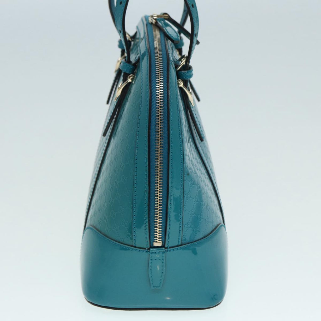 GUCCI Micro GG Canvas Hand Bag 2way Turquoise Blue Gold 309617 90323