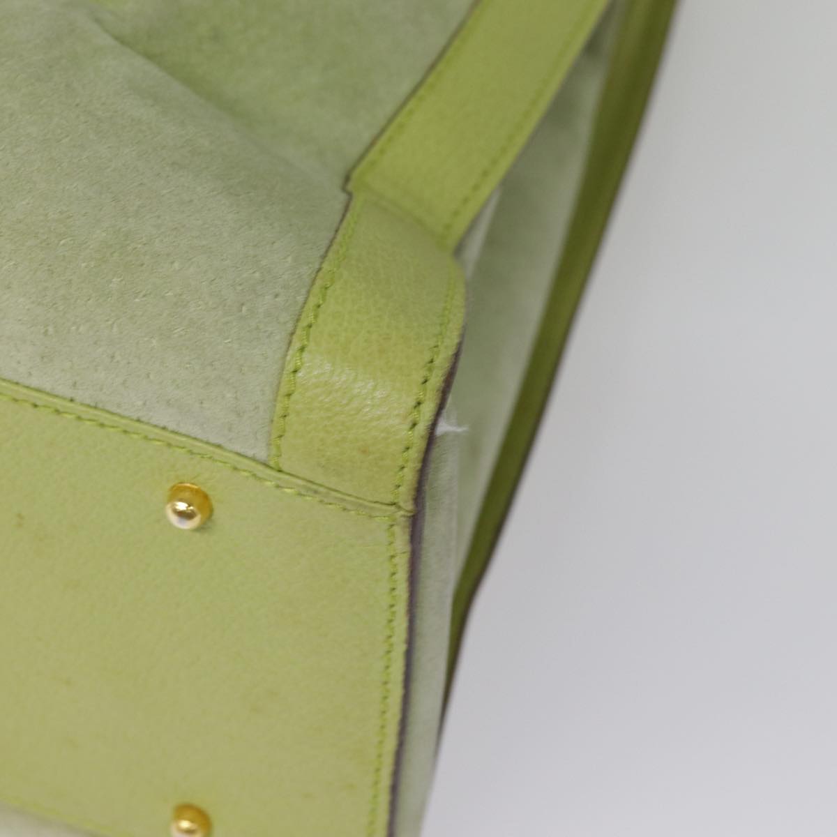GUCCI Bamboo Hand Bag Suede Leather Green Gold 90325