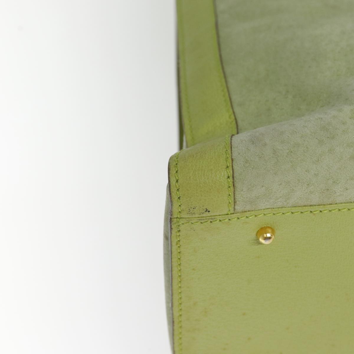 GUCCI Bamboo Hand Bag Suede Leather Green Gold 90325