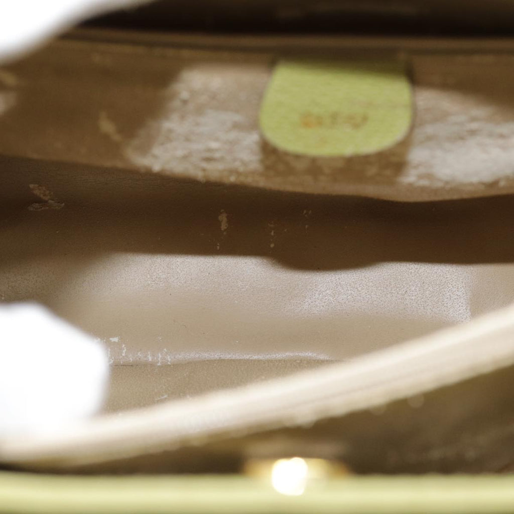 GUCCI Bamboo Hand Bag Suede Leather Green Gold 90325