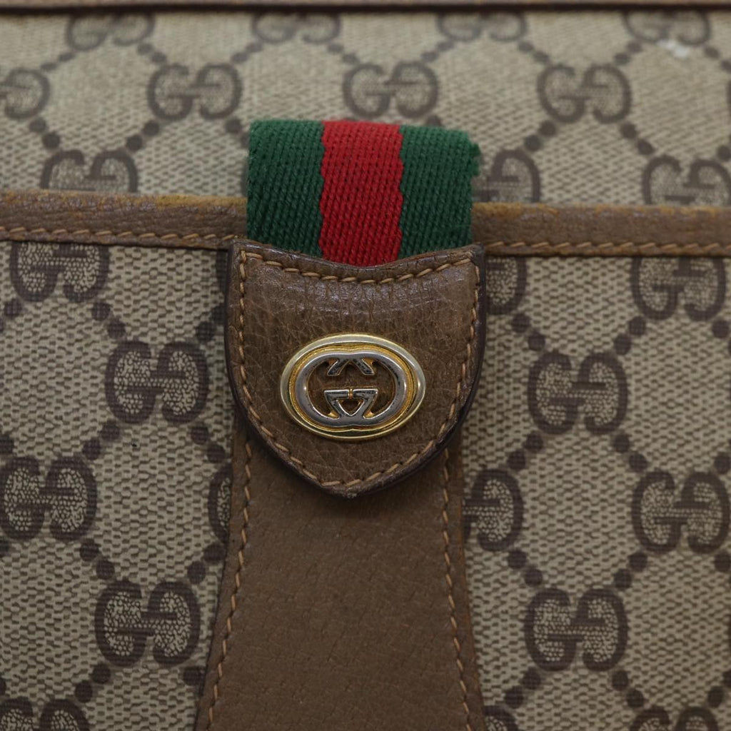 GUCCI GG Supreme Web Sherry Line Shoulder Bag PVC Beige Red 89 02 032 90332