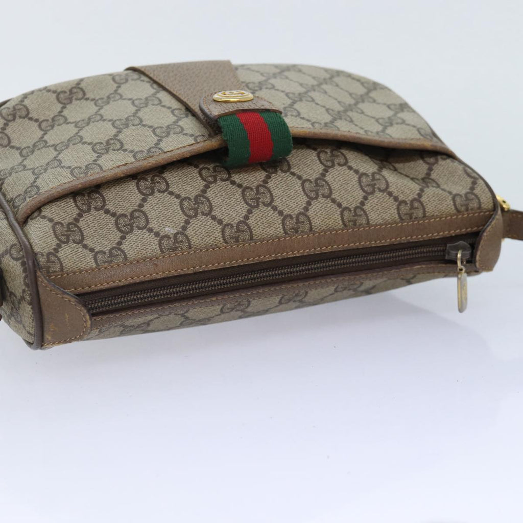 GUCCI GG Supreme Web Sherry Line Shoulder Bag PVC Beige Red 89 02 032 90332